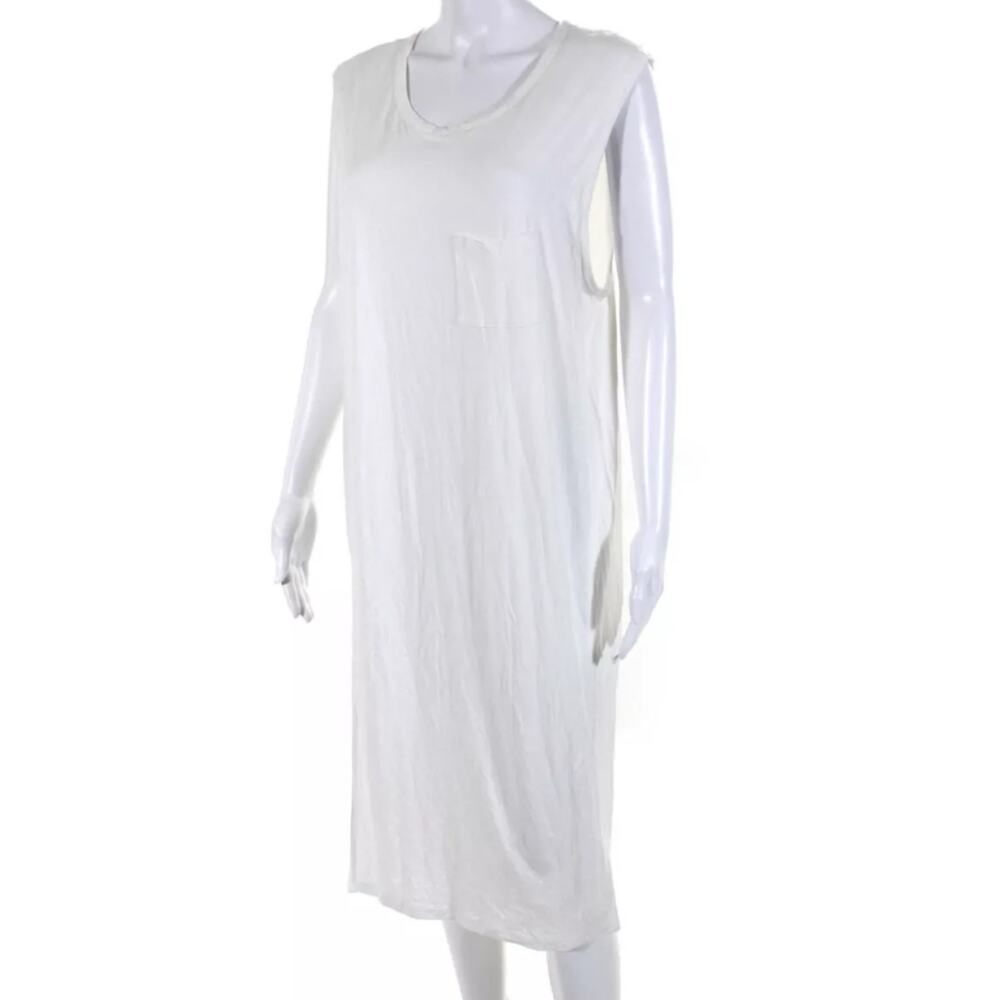 T by Alexander Wang Crew Neck Muscle Tank T Shirt Dress White NWT L